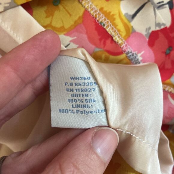 Boden Pink & Yellow Sassy Floral Print 100% Silk Dress Size 2 - Picture 9 of 10